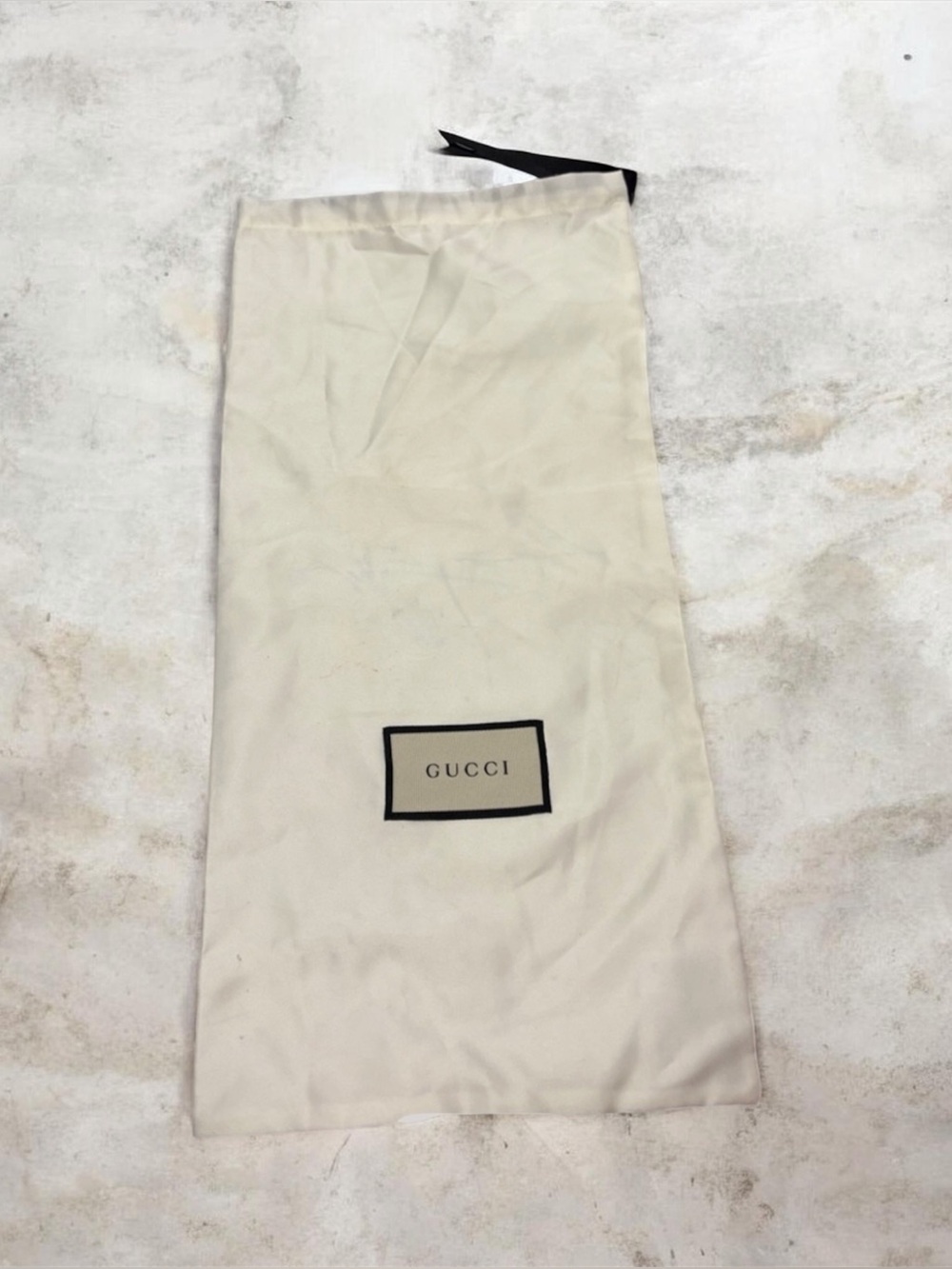 Gucci Cream Drawstring Logo Pouch